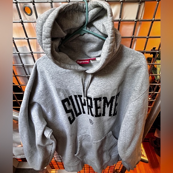 Supreme Rhinestone Shadow Hooded 2022, Sweatshirt 'Heather Grey' , XL - Picture 3 of 16
